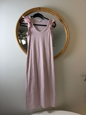 The Nines by HATCH Blush Pink Ruffle-Shoulder Maxi Dress